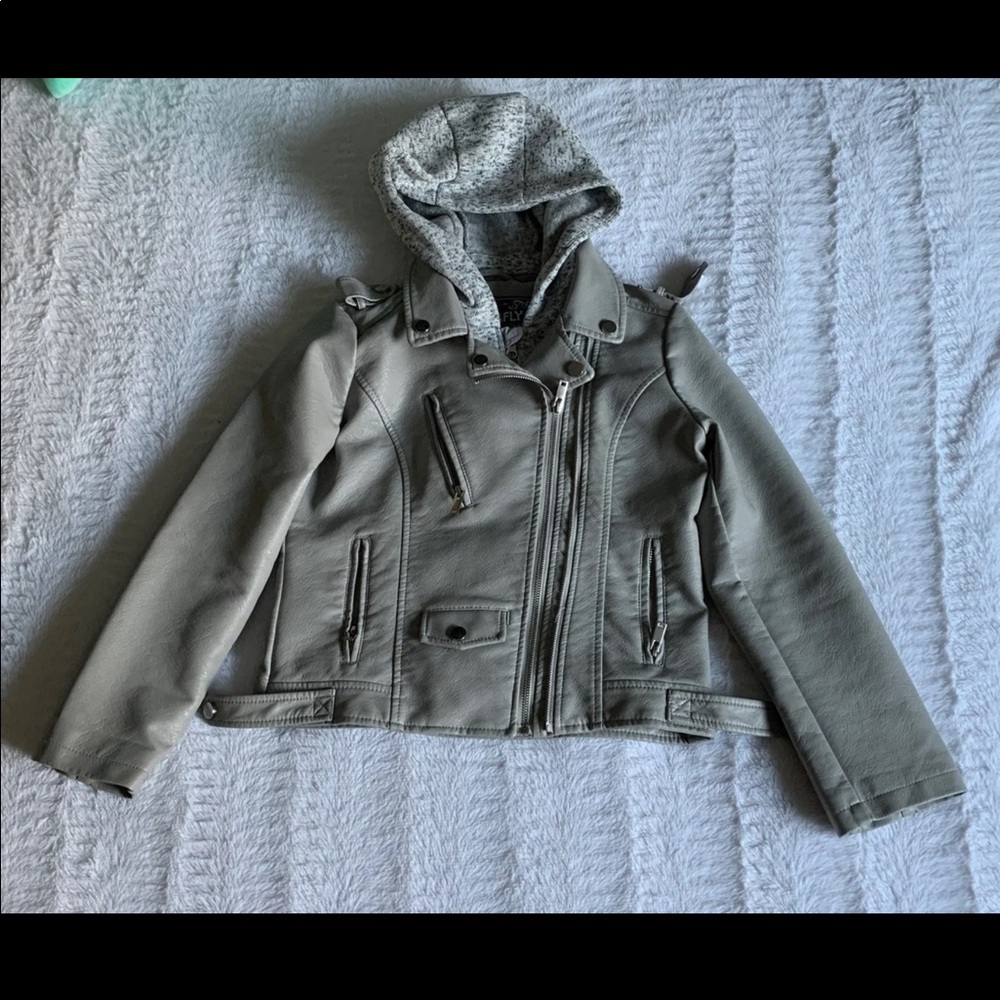 Girls Size 12-14 Sugarfly Leather Grey Jacket!